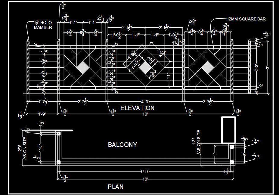 Balcony Railing Design CAD Block - Free AutoCAD Download